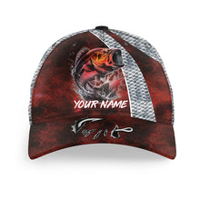 Load image into Gallery viewer, Bass Fishing Red lightning Custom fishing hat Unisex Fishing Baseball Angler hat NQS2347