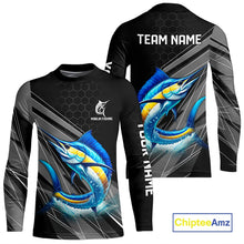Load image into Gallery viewer, Personalized Black camo Marlin Fishing Jerseys, Marlin Long Sleeve Fishing Tournament Shirts NQS11035