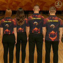 Load image into Gallery viewer, Personalized Flame Eagle Bowling Polo, Quarter Zip Shirts For Men Custom Team Eagle Bowling Jerseys NQS11236