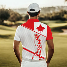 Load image into Gallery viewer, Personalized Canadian flag patriotic golf white Mens golf polo shirts custom mens golf wears NQS9356