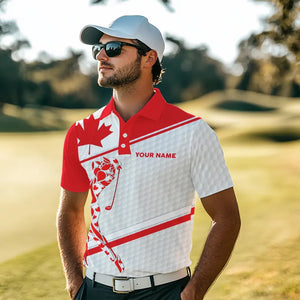 Personalized Canadian flag patriotic golf white Mens golf polo shirts custom mens golf wears NQS9356