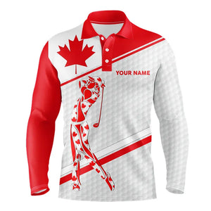 Personalized Canadian flag patriotic golf white Mens golf polo shirts custom mens golf wears NQS9356