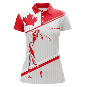 Personalized Canadian flag patriotic golf white Womens golf polo shirts custom name ladies golf tops NQS9356