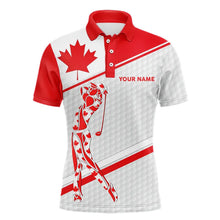 Load image into Gallery viewer, Personalized Canadian flag patriotic golf white Mens golf polo shirts custom mens golf wears NQS9356