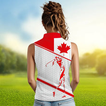 Load image into Gallery viewer, Personalized Canadian flag patriotic golf white Womens sleeveless polo shirt custom ladies golf tops NQS9356