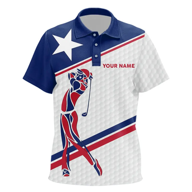 Personalized Texas flag patriotic golf white Kid golf polo shirts custom golf attire for kid NQS9357