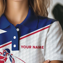 Load image into Gallery viewer, Personalized Texas flag patriotic golf white Womens golf polo shirts custom name ladies golf tops NQS9357