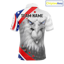 Load image into Gallery viewer, Red, White and Blue US Flag Eagle Golf Polo Shirts For Men Custom Patriotic mens golf shirts NQS11631