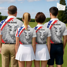 Load image into Gallery viewer, Red, White and Blue US Flag Eagle Golf Polo Shirts For Women Custom Patriotic ladies golf shirts NQS11631