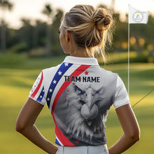 Load image into Gallery viewer, Red, White and Blue US Flag Eagle Golf Polo Shirts For Women Custom Patriotic ladies golf shirts NQS11631