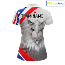 Load image into Gallery viewer, Red, White and Blue US Flag Eagle Golf Polo Shirts For Women Custom Patriotic ladies golf shirts NQS11631