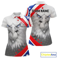 Load image into Gallery viewer, Red, White and Blue US Flag Eagle Golf Polo Shirts For Women Custom Patriotic ladies golf shirts NQS11631