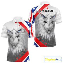 Load image into Gallery viewer, Red, White and Blue US Flag Eagle Golf Polo Shirts For Men Custom Patriotic mens golf shirts NQS11631