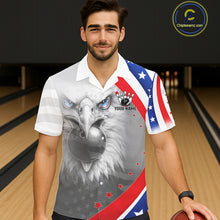 Load image into Gallery viewer, Red, White &amp; Blue US Flag Eagle Bowling Button-up Shirt Custom Patriotic Team Hawaiian Bowling Jersey NQS11632