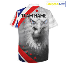 Load image into Gallery viewer, Red, White &amp; Blue US Flag Eagle Bowling Button-up Shirt Custom Patriotic Team Hawaiian Bowling Jersey NQS11632