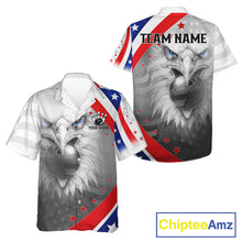 Load image into Gallery viewer, Red, White &amp; Blue US Flag Eagle Bowling Button-up Shirt Custom Patriotic Team Hawaiian Bowling Jersey NQS11632