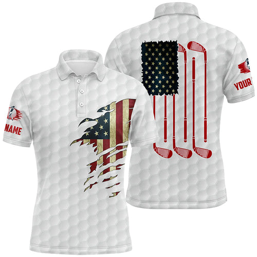 Mens golf polo shirts American flag patriot custom name vintage flag golf clubs golf outfit men NQS7806