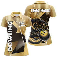 Load image into Gallery viewer, Black And Gold Custom Dragon Bowling Shirts For Women, Dragon Bowling Team Shirts NQS8233