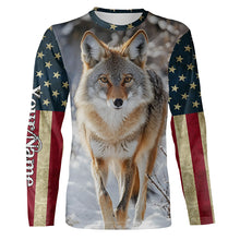 Load image into Gallery viewer, Coyote Hunting american flag patriotic Custom Name 3D All over print shirts NQSD126