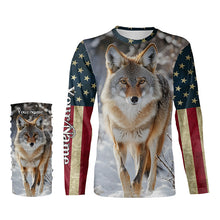 Load image into Gallery viewer, Coyote Hunting american flag patriotic Custom Name 3D All over print shirts NQSD126