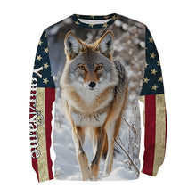 Load image into Gallery viewer, Coyote Hunting american flag patriotic Custom Name 3D All over print shirts NQSD126