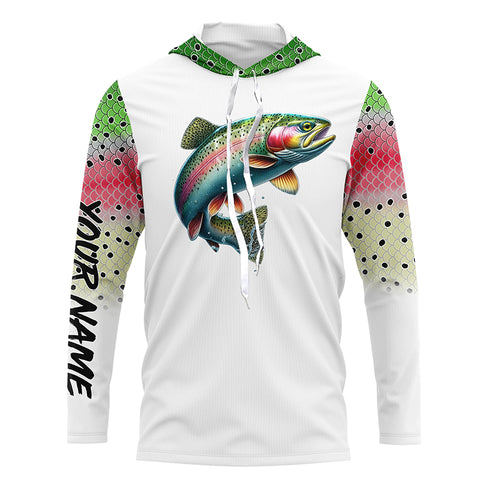 Rainbow Trout Fishing Scales Custom long sleeve Fishing Shirt, Personalized Trout Fishing Jerseys NQS574