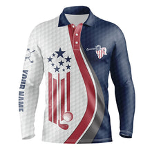 Load image into Gallery viewer, American flag red, white and blue Mens golf polo shirts custom patriotic golf tops for mens NQS5938