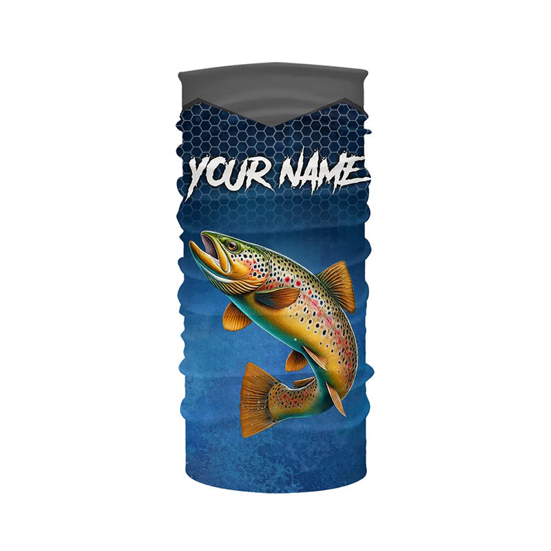 Blue camo Brown trout fishing Custom performance long sleeve team Trout fishing tournament shirts NQS8238