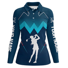 Load image into Gallery viewer, Womens golf polo shirts custom name ladies's golf apparel, gifts for golf lovers | Blue NQS8242
