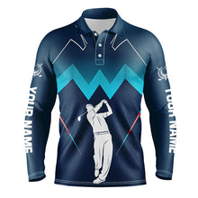 Load image into Gallery viewer, Mens golf polo shirt custom name men&#39;s golf apparel, gifts for golf lovers | Blue NQS8242