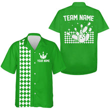 Load image into Gallery viewer, Personalized Retro Checkered Bowling Hawaiian Shirt, Custom Bowler Button Down Shirt | Multi colors NQS8246