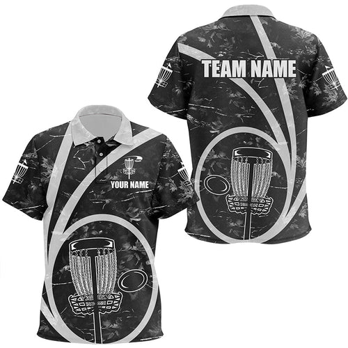 Kid disc golf polo shirts custom name black camo disc golf basket personalized disc golf shirt NQS8701