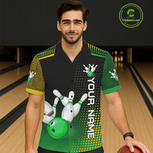 Load image into Gallery viewer, Yellow and Green pattern Bowling Hawaiian Shirt Custom Team Bowling Jerseys, Gift For Bowler NQS11244