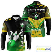 Load image into Gallery viewer, Yellow and Green pattern Bowling shirts For Men Custom Team Bowling Jerseys, Gift For Bowler NQS11244