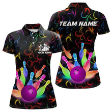 Load image into Gallery viewer, Colorful Neon Flame pattern Bowling Shirts For Women Custom Bowling Team Jerseys, Gift For Bowler NQS9374
