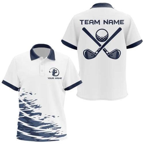 Blue and White Kid golf polo shirts custom golf attire for Kid, personalized golf gifts NQS9376