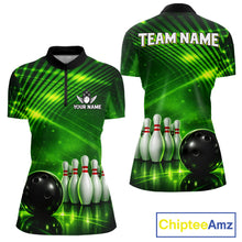 Load image into Gallery viewer, Green Light Bowling Polo, Quarter Zip Shirts For Women Custom Bowling Team Jerseys, Gift For Bowlers NQS11737