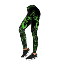 Load image into Gallery viewer, Deer camo leggings green camo Custom Name camo leggings women - NQS2626