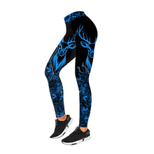 Load image into Gallery viewer, Deer camo leggings blue camo Custom Name camo leggings women - NQS2627