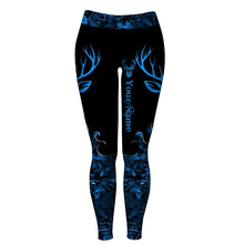 Load image into Gallery viewer, Deer camo leggings blue camo Custom Name camo leggings women - NQS2627