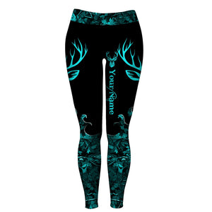 Deer camo leggings serenity blue camo Custom Name camo leggings women - NQS2628