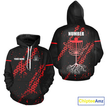 Load image into Gallery viewer, Black and Red Hexagon Pattern Disc Golf Polos, T-Shirt, Hoodies custom Team disc golf jerseys NQS11456