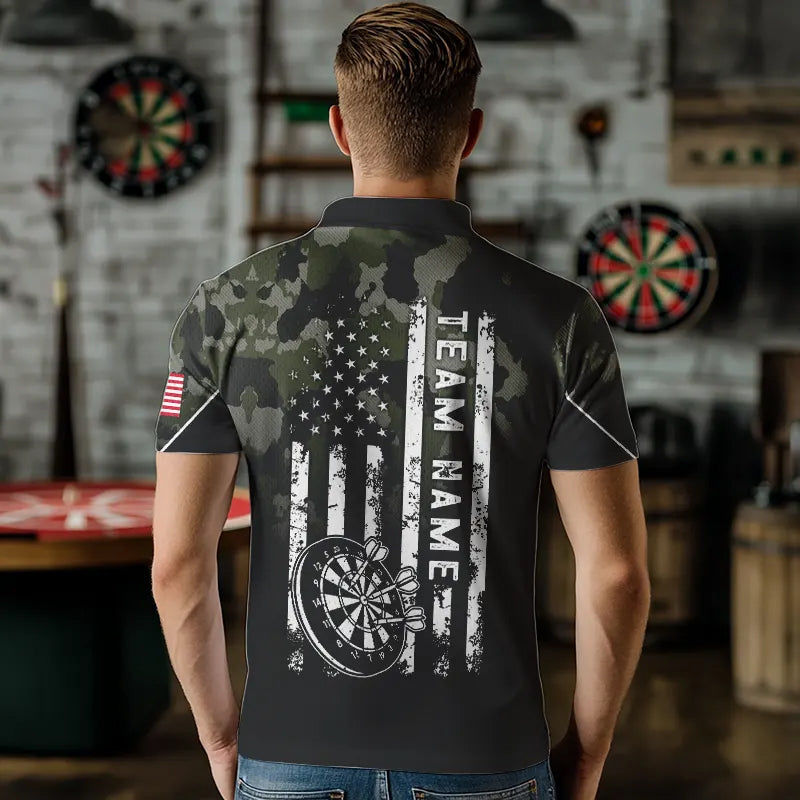 Black Green Camo Men Darts Shirts Custom American Flag patriotic Team Darts Jersey NQS9523