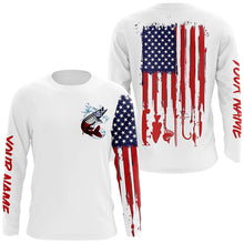 Load image into Gallery viewer, American flag Musky fishing personalized patriotic UV Protection Muskie Fishing Shirt for men, women NQS5741