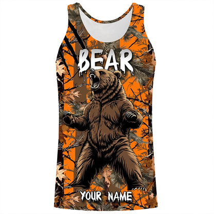 Bear hunter big game hunting Customize Name 3D All Over Printed Shirts, Bear hunting apparel NQS996