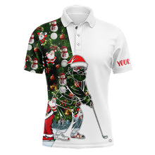 Load image into Gallery viewer, Funny Mens Golf polo shirts Christmas Santa pattern golf custom Santa playing golf apparel NQS6604