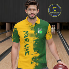 Load image into Gallery viewer, Yellow and Green Bowling Polo, Quarter Zip shirts for Men Custom Bowling Team Jerseys NQS10881