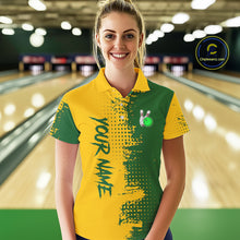 Load image into Gallery viewer, Yellow and Green Bowling Polo, Quarter Zip shirts for Women Custom Bowling Team Jerseys NQS10881