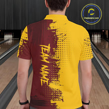 Load image into Gallery viewer, Yellow and Red Bowling Polo, Quarter Zip shirts for Men Custom Bowling Team Jerseys NQS10882