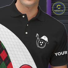 Load image into Gallery viewer, Funny Santa Christmas Bowling Shirts For Men green and red argyle pattern Custom Team Bowling outfit NQS11054
